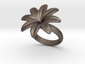 Flowerfantasy Ring 28 - Italian Size 28 in Polished Bronzed Silver Steel