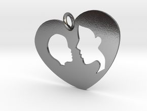 Mother child pendant in Polished Silver