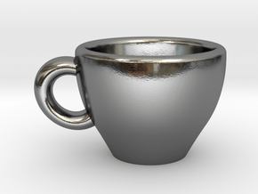 Cappuccino Mug Pendant / Charm (Large) in Polished Silver