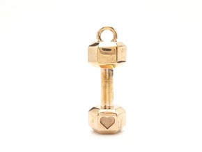 Large Dumbbell With Heart Detail Pendant in Polished Bronze