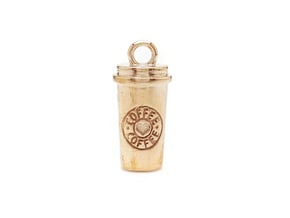 To-Go Coffee Charm / Pendant in Polished Bronze