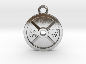 25 Lb Weight Plate Charm / Pendant in Polished Silver