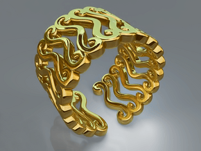Curly ring in Polished Brass