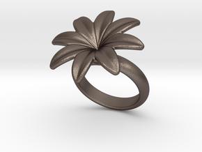 Flowerfantasy Ring 33 - Italian Size 33  in Polished Bronzed Silver Steel