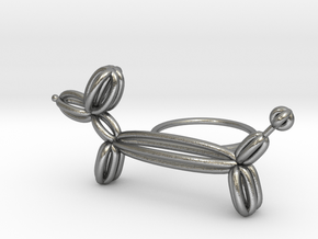Long Balloon Dog Ring size 3 in Natural Silver