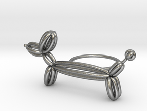 Long Balloon Dog Ring size 4 in Natural Silver