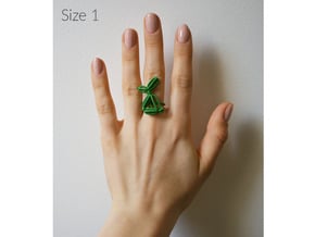 Balloon Rabbit Ring size 1 in Green Processed Versatile Plastic