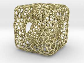 voronoi desktop cube in 18k Gold Plated Brass