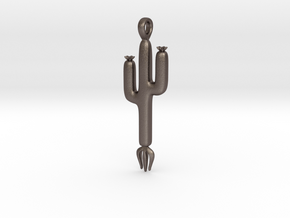 Cactus Pendant in Polished Bronzed Silver Steel