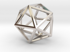 Icosahedron Pendant in Rhodium Plated Brass
