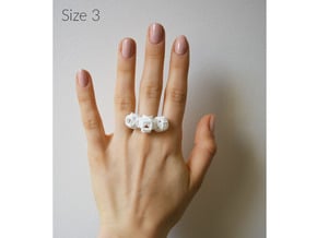 Trio Rose Ring size 3 in White Natural Versatile Plastic