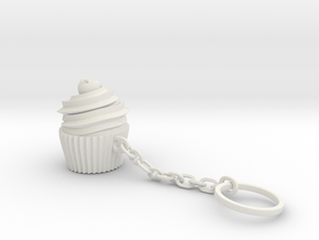 Cupcake Keychain in White Natural Versatile Plastic