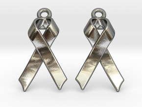 Classic Ribbon Earrings in Polished Silver