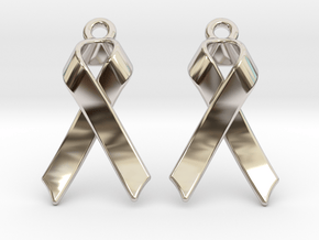 Classic Ribbon Earrings in Rhodium Plated Brass