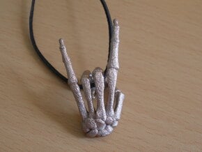 Devil Horns Left Hand in Polished Bronzed Silver Steel