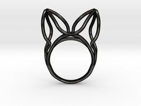 The Ears Ring / size 9 US (18.9 mm) in Matte Black Steel