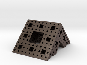 Menger roof (3 iterations), small in Polished Bronzed Silver Steel