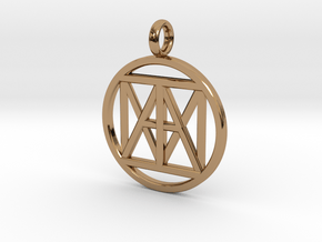 United "I AM" 3d Pendant 38mm Silver Dollar size in Polished Brass
