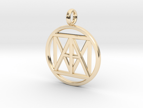 United "I AM" 3d Pendant 38mm Silver Dollar size in 14k Gold Plated Brass