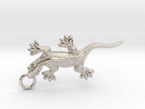 Gecko pendant in Rhodium Plated Brass