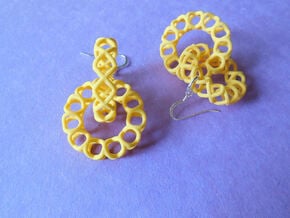 XOXO Linked Rings - a pair of earrings in Yellow Processed Versatile Plastic