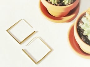 Square Earring in Polished Brass