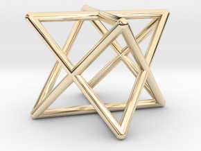 Merkaba Round Wires 1.5cm Cube in 14k Gold Plated Brass
