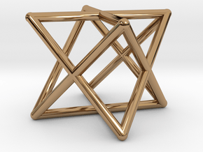 Merkaba Round Wires 1.5cm Cube in Polished Brass