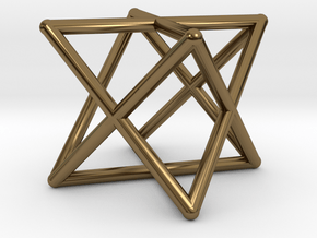 Merkaba Round Wires 1.5cm Cube in Polished Bronze