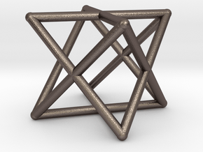 Merkaba Round Wires 1.5cm Cube in Polished Bronzed Silver Steel
