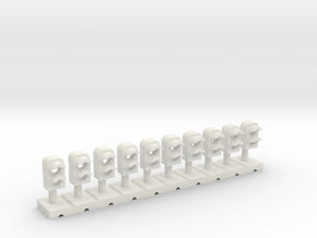  Dwarf Signal 2 Light (10) - HO 87:1 Scale in White Natural Versatile Plastic