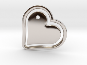  Heart in my Heart (w. customization tool) in Rhodium Plated Brass