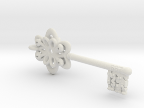 Vault Key Necklace Pendant in White Natural Versatile Plastic
