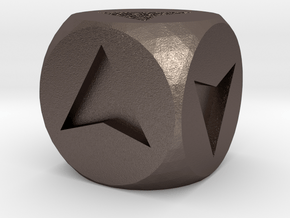 Directional Dice in Polished Bronzed Silver Steel