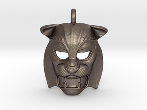 Tiger kabuki-style  Pendant in Polished Bronzed Silver Steel
