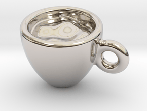 Coffee Cup Earring Or Pendant in Rhodium Plated Brass