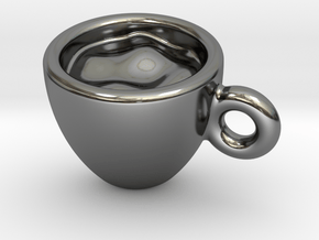 Coffee Cup Earring Or Pendant in Fine Detail Polished Silver