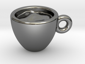 Coffee Cup Little Earring in Fine Detail Polished Silver