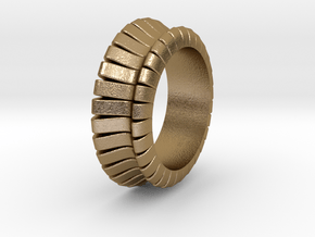 Ø0.683 inch/Ø17.35 mm WAVE RING MODEL B in Polished Gold Steel