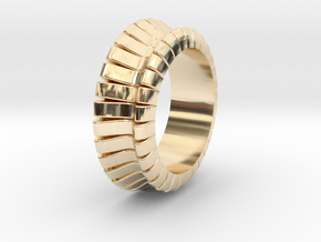 Ø0.683 inch/Ø17.35 mm WAVE RING MODEL B in 14k Gold Plated Brass