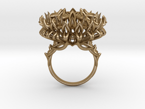Ring The Thistle/ size 9 1/2 US (19.4 mm) in Polished Gold Steel