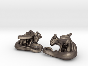 Cuddley Baby Dragons in Polished Bronzed Silver Steel