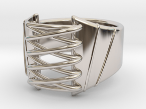 Corset Ring - US 08 in Rhodium Plated Brass