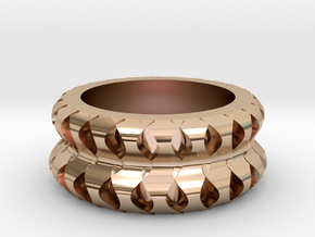 Ø0.699 inch/Ø17.75 Mm Wave Ring Model C in 14k Rose Gold Plated Brass