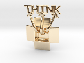 Think Outside The Box Pendant in 14k Gold Plated Brass