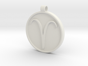 Zodiac KeyChain Medallion-ARIES in White Natural Versatile Plastic