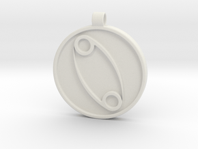Zodiac KeyChain Medallion-CANCER in White Natural Versatile Plastic
