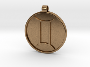 Zodiac KeyChain Medallion-GEMINI in Natural Brass