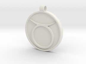 Zodiac KeyChain Medallion-TAURUS in White Natural Versatile Plastic