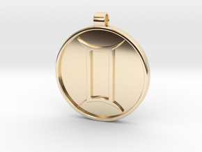 Zodiac KeyChain Medallion-GEMINI in 14k Gold Plated Brass